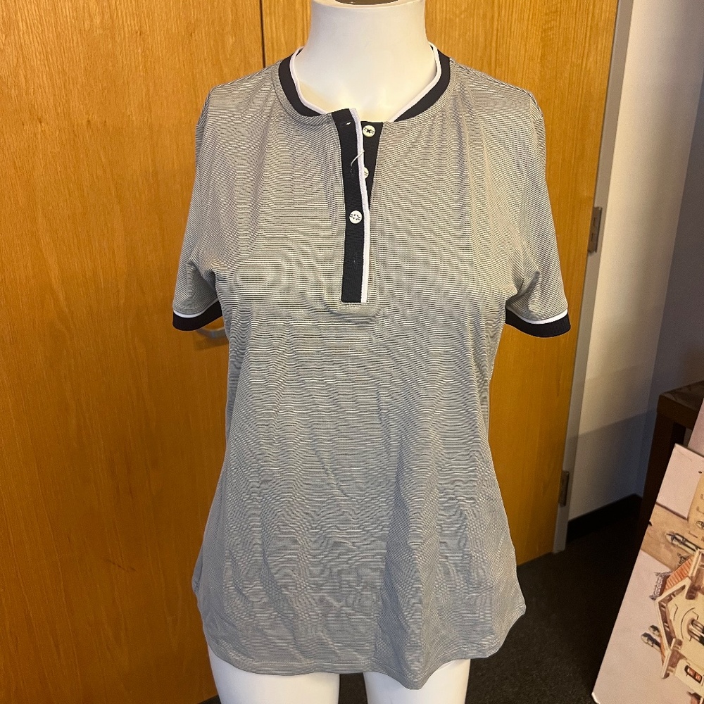 Kjus Elena Stripe Polo - Women's Short Sleeve - Medium - Blue